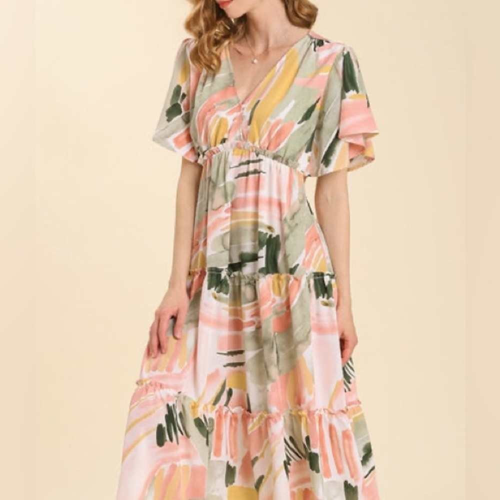 Abstract Midi Tier Dress